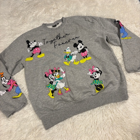 Mickey And Friends Embroidered “Together Forever” Sweatshirt Women’s XL juniors - Picture 2 of 8